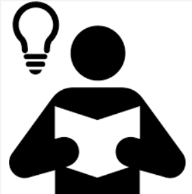 Person reading with idea lightbulb 