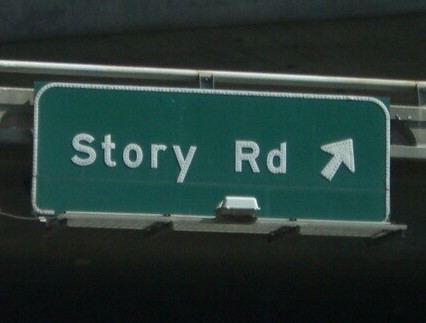 Road sign that reads "'Story Road'" by umjanedoan is licensed under CC BY 2.0.