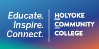 Holyoke Community College logo and mission: Educate. Inspire. Connect.