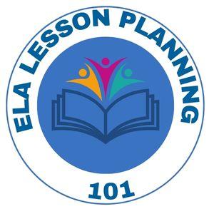 Blue logo with "ELA Lesson Planning 101" and picture of a book