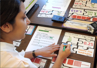 student working on math