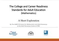 College and Career Readiness Standards for Adult Math Education - Thumbnail